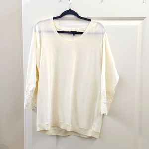NWT Talbots Long Sleeve White Lace Top Large